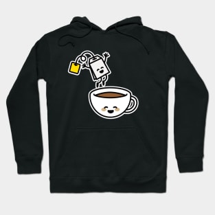 Funny tea bag jumping in teacup happy Kawaii cute Hoodie